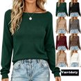 thumbnail image 1 of Fall Top for Women Crew Neck Long Sleeve Casual Knit Lightweight Pullover Fashion Clothes 2026 Army Green 2XL, 1 of 6