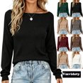 thumbnail image 1 of Fall Top for Women Crew Neck Long Sleeve Casual Knit Lightweight Pullover Fashion Clothes 2026 Black L, 1 of 6