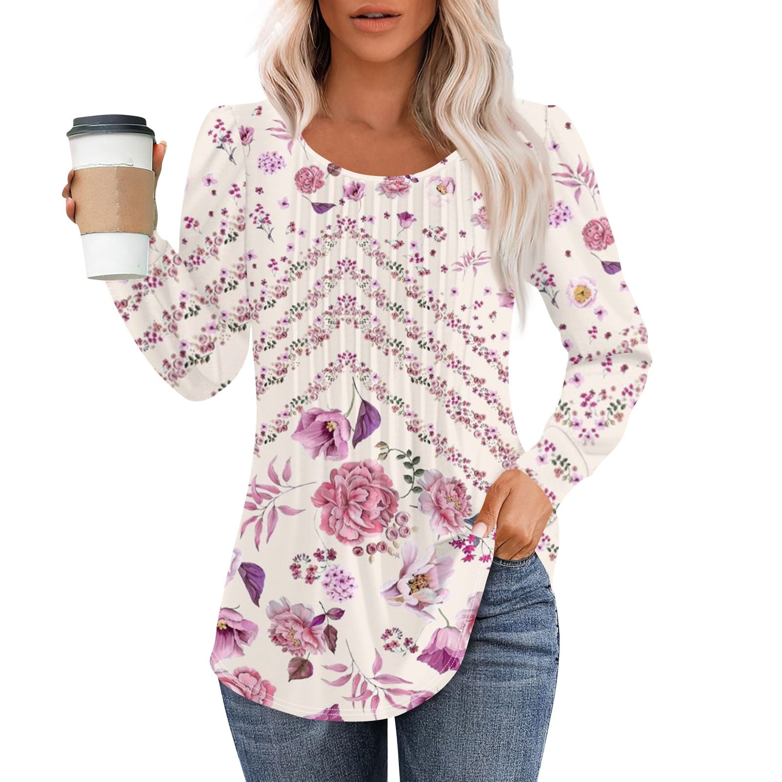 Long Sleeve Shirts For Women Fisoew Women's Long Sleeve Tunic Top