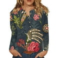 Fall Tops for Women 2024 Trendy Floral Print TShirts Long Sleeve Round