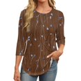 Fall Tops for Women 2024 Trendy Pleated Shirts 3/4 Sleeve Crew Neck