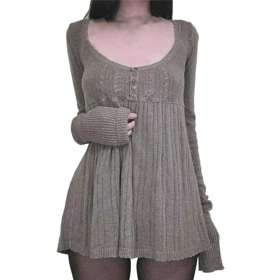 Fall Tops for Women, Yigetop Women Vintage Solid Color Sweater Top Y2K Long Sleeve Button Square Neck Tunic Blouse Lightweight Soft Knitted Pullover Fall Tunic Tops for Women 2025 Light Green M