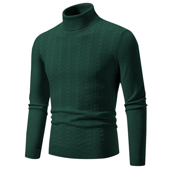 Fall Tops for Men Long Sleeve Knit Sweater Compression Fit Mock Neck Zip Up Pullover Shirts