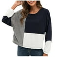 thumbnail image 1 of Fall Tops for Women Crewneck Color Block Long Sleeve Blouse Dressy Casual Loose Fit Comfy Pullover Going out Shirts, 1 of 9