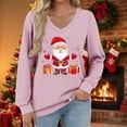 thumbnail image 1 of Fall Tops for Women Long Sleeve V Neck Christmas Tees Holiday Party Ready Loose Fit Seasonal Print Comfort Wear Casual Outfits, 1 of 6