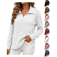 thumbnail image 1 of Fall Tops for Women Nelozsy Women V Neck Plus Size Ribbed Long Sleeve Top Pullover White L, 1 of 6