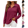 thumbnail image 1 of Fall Tops for Women Nelozsy Women V Neck Plus Size Ribbed Long Sleeve Top Pullover Wine XXXL, 1 of 6