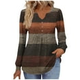 thumbnail image 1 of Fall Tops for Women V Neck Long Sleeve Floral Print Button Up Shirts Tunics Pullover Blouse, 1 of 4