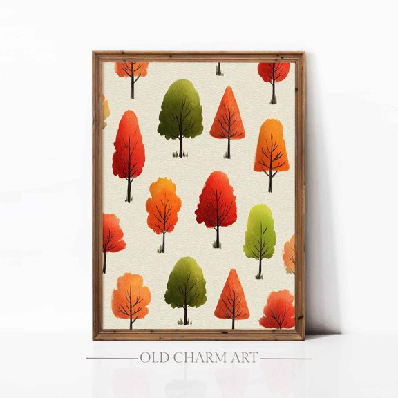 Fall Tree Art Poster: Autumn Nursery Decor, Unframed Poster Size 8x12