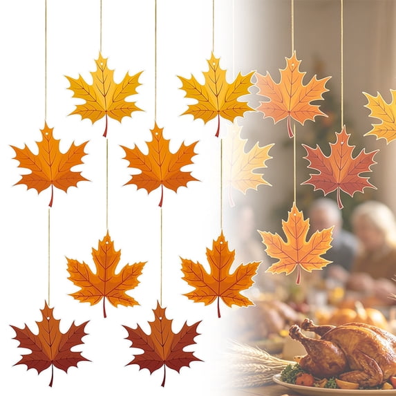 Fall Tree Ornaments,Maple Leaf Hanging Decorations,Maple Leaves Hanging Ceiling Decor,Mini thanksgiving Tree Decorations for thanksgiving Party Supplies Autumn Harvest Ceiling Hanging,Orange 16PCS