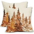 thumbnail image 1 of Fall Tree Pillow Covers 18x18 Set of 2 Rustic Autumn Decor Burnt Orange Watercolor Forest Decorative Throw Pillows Nature Themed Outdoor PillowCase Farmhouse Cushion Case for Sofa Couch Bed Porch, 1 of 1