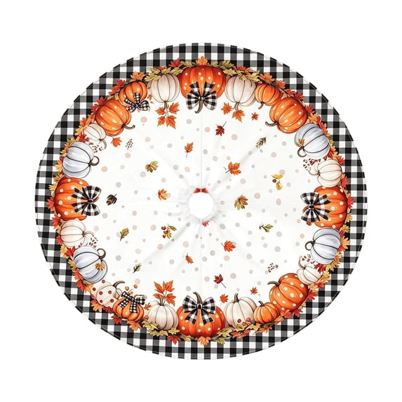 Fall Tree Skirt,Pumpkin Pattern Circular Christmas Tree Base Decorative Cover for Home Seasonal Decor Livingroom Holiday Styling