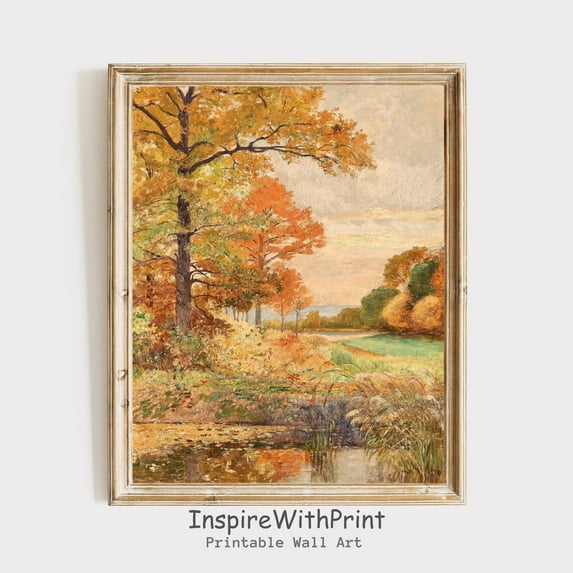Fall Trees , Autumn Forest Landscape Poster Vintage Autumn Scenery, Aesthetic Nature Art Poster Fall Wall Decor, Autumn Tree Print, Size 24x36 UNFFRAMED F03.1.6l610