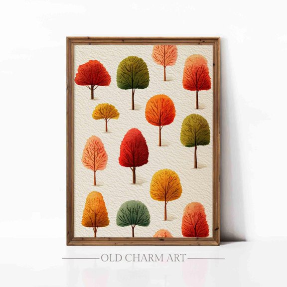 Fall Trees : Autumn Landscape Art, Unframed Canvas Size 24x36