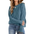 thumbnail image 1 of Fall Trendy Sweaters for Women Cable Knit Winter Warm Sweater Oversized Casual Fashion Pullovers Knitwear Navy, M, 1 of 7