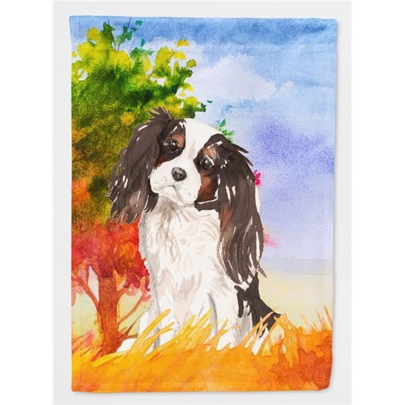 Fall Tricolor Cavalier Spaniel Flag Canvas House Size
