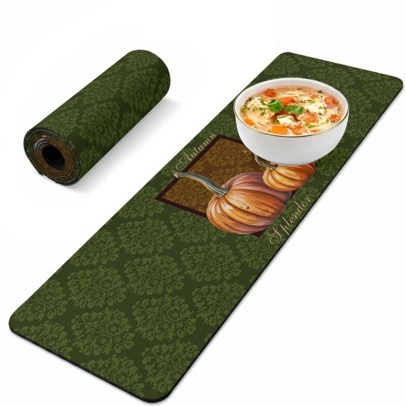 Fall Trivet Table Runner for Hot Dishes Orange Pumpkin Heat Resistant Hot Plates Mat Non Slip Pot Holders Runner Mat Autumn Vintage Texture Thanksgiving Table Protector for Kitchen 12"x40"