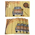 thumbnail image 1 of Fall Truck Placemats Set of 4, Thanksgiving Tree Maple Leaf Pumpkins Retro Placemats for Dining Table, Place Mats for Kitchen Tabletop, Waterproof Wipeable Dining Table Mats Set, 1 of 9