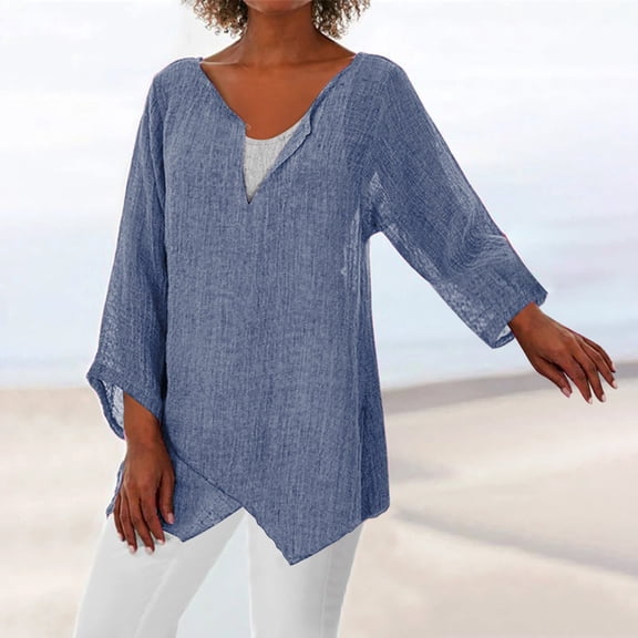 Fall Tshirts For Women Oversize Tunic Long Sleeve Blouse Casual Midi Cotton Linen T Comfortable Plus Size High Low Womens Tops