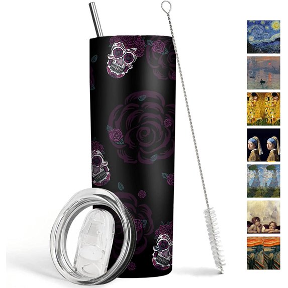 Fall Tumbler 20 oz Travel Coffee Mug Fall Leaf Print Skinny Tumblers with Lid and Straw Stainless Steel Insulated Coffee Leaves Cups Gift for Fall