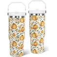 thumbnail image 1 of Fall Tumbler with Lid and Straw 30oz,Pumpkin Pink Flower Vacuum Autumn Insulated Leak Proof Tumbler,Farmhouse Gift Cute Women Kids Teen Girls,Fall Accessories Stainless Steel Coffee Cup, 1 of 6