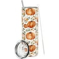 thumbnail image 1 of Fall Tumbler with Lid and Straw Watercolor Pumpkin Flower Stainless Steel Cup Autumn Tumbler Cup Travel Coffee Mug for Fall Thanksgiving Decor Gift Supplies, 1 of 1