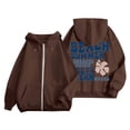 thumbnail image 1 of Fall Tunic Tops for Women 2025 Comfy Hooded Long-sleeved Kimono Drop Shoulder with Pocket Floral Leisure Cotton Hoodie Sweatshirts(Brown,L), 1 of 4