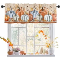 Fall Valances Curtain Harvest Pumpkin Thanksgiving Kitchen Curtains Sunflower Autumn Leaves Window Valance Topper Curtain Window Treatment for Living Room Bedroom, 1 Paneln 54x18 Inch