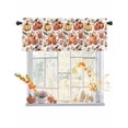 thumbnail image 1 of Fall Valances for Windows, Pumpkin Red Flower Sparrow Leaf Vintage Linen Rod Pocket Short Window Valance Curtains Holiday Window Treatment for Kitchen Living Room Bathroom, 60"x18", 1 of 6