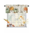 thumbnail image 1 of Fall Valances for Windows, Thanksgiving Green White Pumpkin Leaves Linen Texture Rod Pocket Short Window Valance Curtains Holiday Window Treatment for Kitchen Living Room Bathroom, 42"x12", 1 of 6