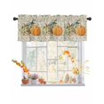 thumbnail image 1 of Fall Valances for Windows, Thanksgiving Pumpkin Green Eucalyptus Leaves Rod Pocket Short Window Valance Curtains Holiday Window Treatment for Kitchen Living Room Bathroom, 54"x18", 1 of 6