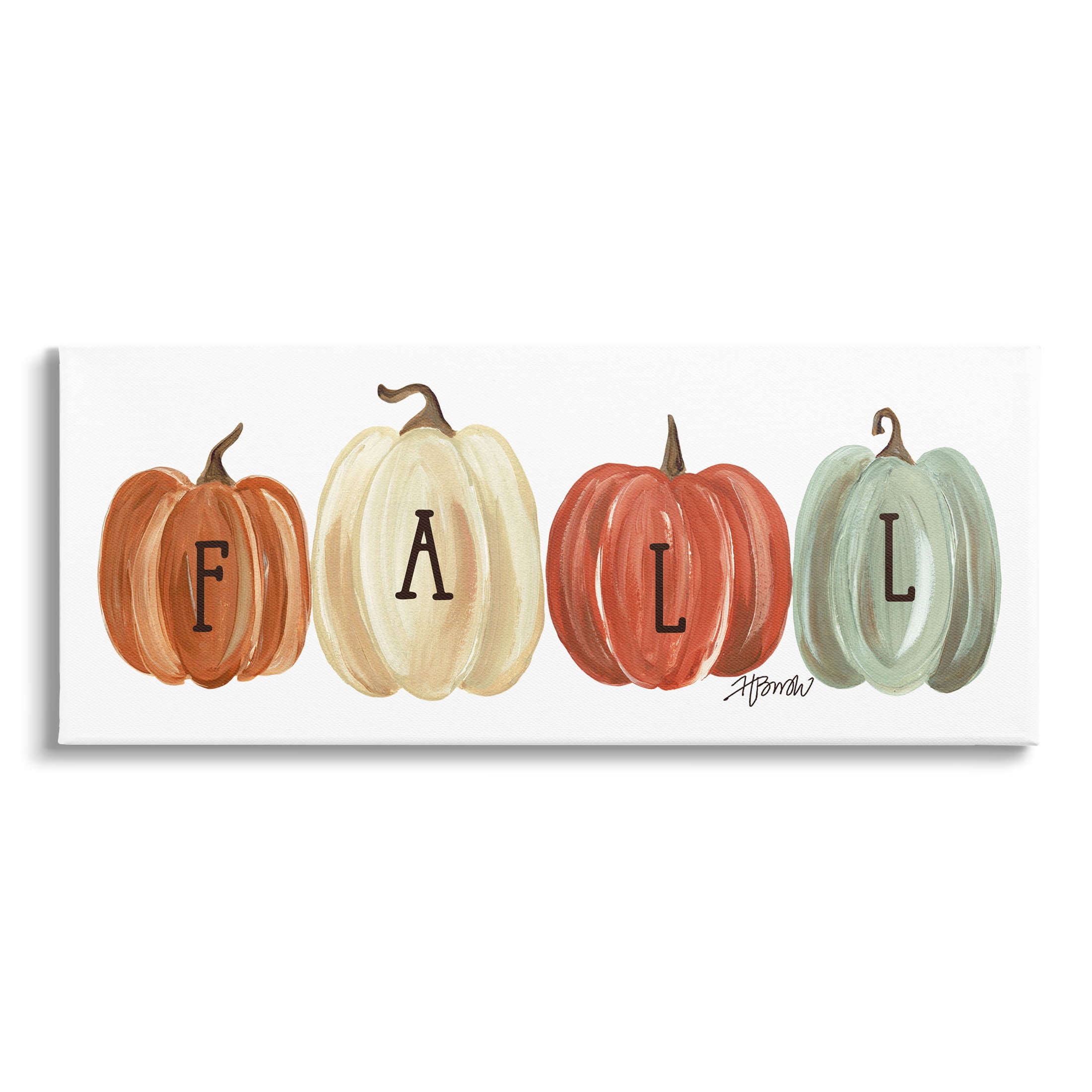 Fall Varied Autumn Pumpkins Holiday Graphic Art Gallery Wrapped Canvas Print Wall Art