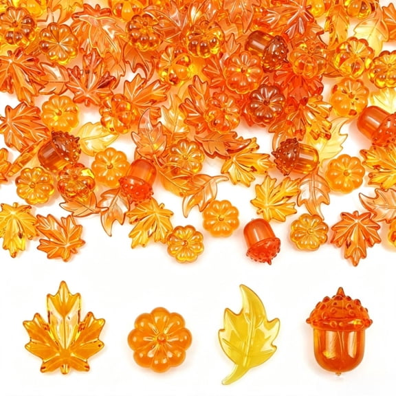 Fall Vase Filler 90 Pcs Acrylic Pumpkin Leaves for Thanksgiving Table Decor