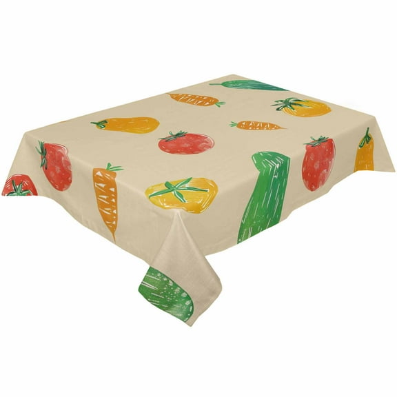 Fall Vegetables Rectangle Tablecloths 52x70,Tomatoes Cucumbers Carrots Cartoon Autumn Table Cloth Table Cover Indoor/Outdoor Tabletop Decor for Wedding Holiday Party Dinner Baby Shower