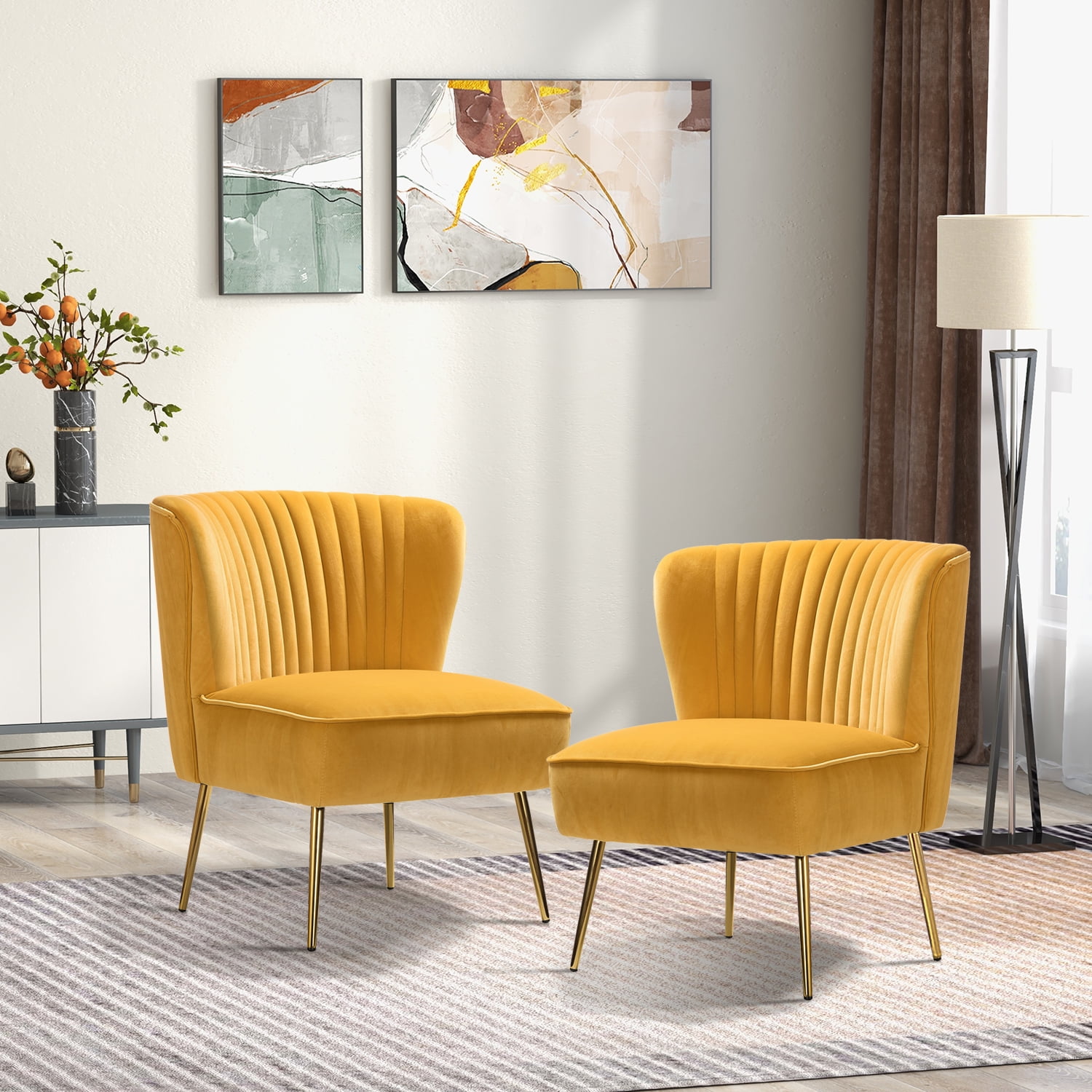 Mustard velvet online accent chair
