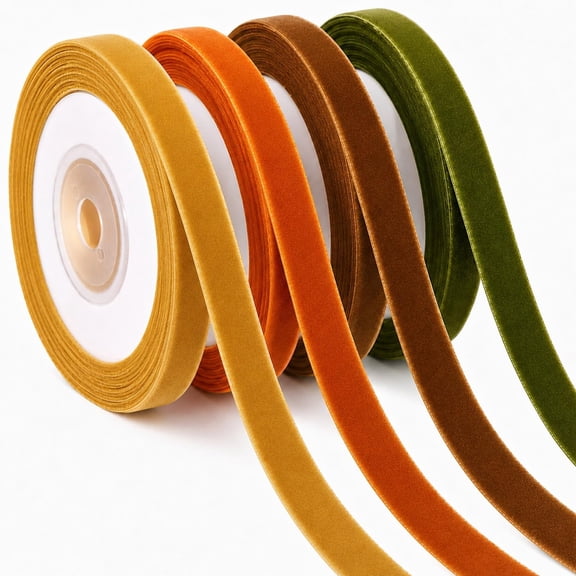 Fall Velvet Ribbon Set Satin Fabric for DIY Crafts