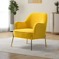 thumbnail image 1 of Fall Velvet Upholstered Accent Chair Metal Legs Curved Backrest Lounge Home Armchair Bedroom Adult Yellow, 1 of 10