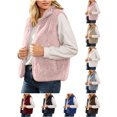 thumbnail image 1 of Fall Vest Zaewscy Women's Stand Collar Zip Up Fuzzy Sleeveless Vest Casual Fleece Gilet Pink XL, 1 of 9