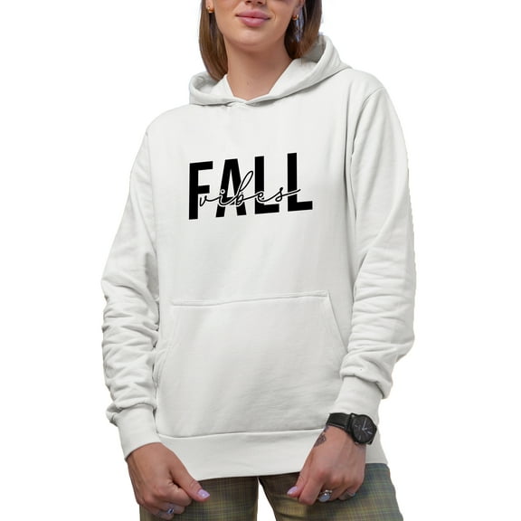 Fall Vibes, Autumn Season Feeling Themed Merch Gift, White Hooded Sweatshirt or Hoodie, Small