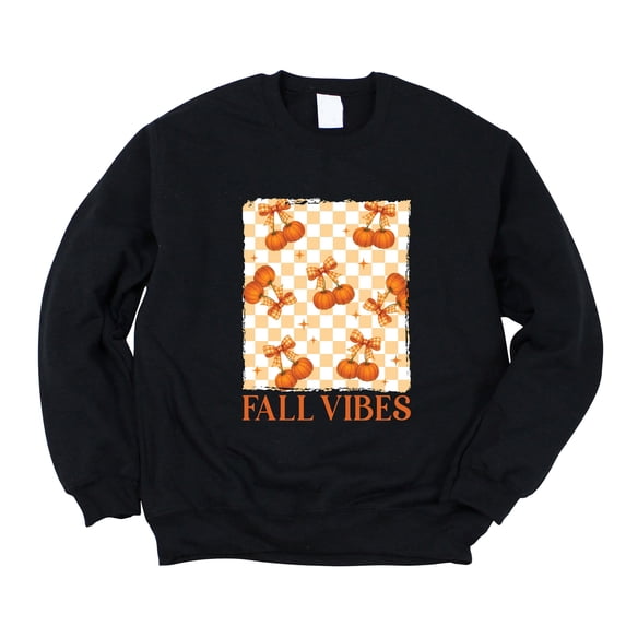 Fall Vibes Checked Pumpkins - Women's Graphic Sweatshirt