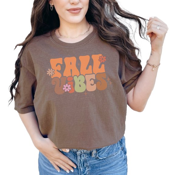 Fall Vibes, Flowers Art Merch, Espresso Comfort Colors T-Shirt, 3XL