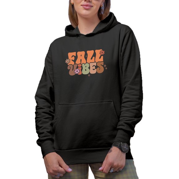 Fall Vibes, Flowers Art Merch Gift, Black Hooded Sweatshirt or Hoodie, Small