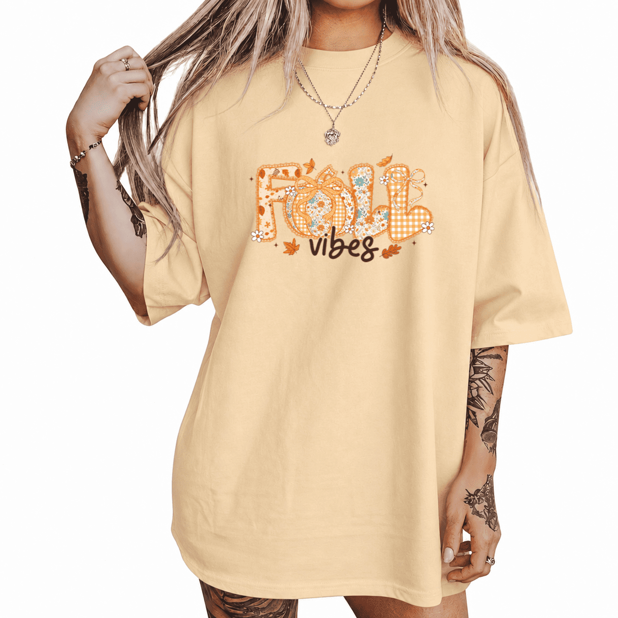 Fall Vibes Gingham Casual Tee Women's Autumn Lettering Short Sleeve ...