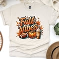 thumbnail image 1 of Fall Vibes Graphic T-Shirt | Cozy Autumn Pumpkin Latte Football Tee, Natural, Size M, 1 of 6