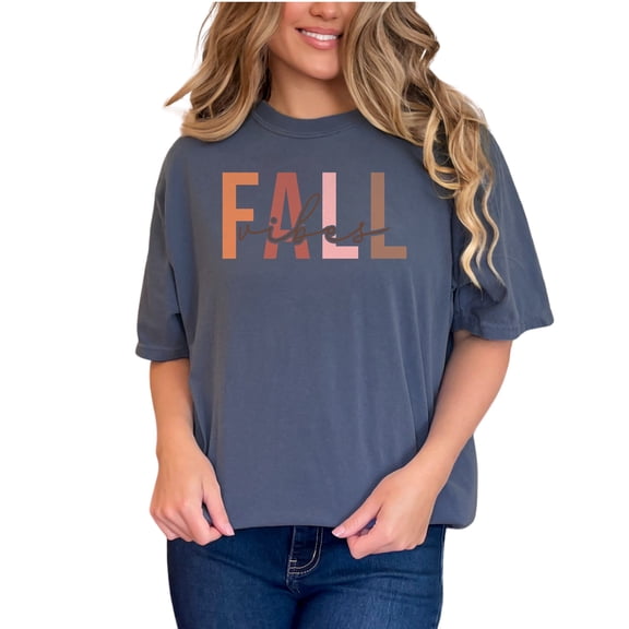 Fall Vibes, Merch, Denim Comfort Colors T-Shirt, Small