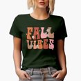 thumbnail image 1 of Fall Vibes, Retro Groovy Wavy Text Art, Military Green T-Shirt, Small, 1 of 5