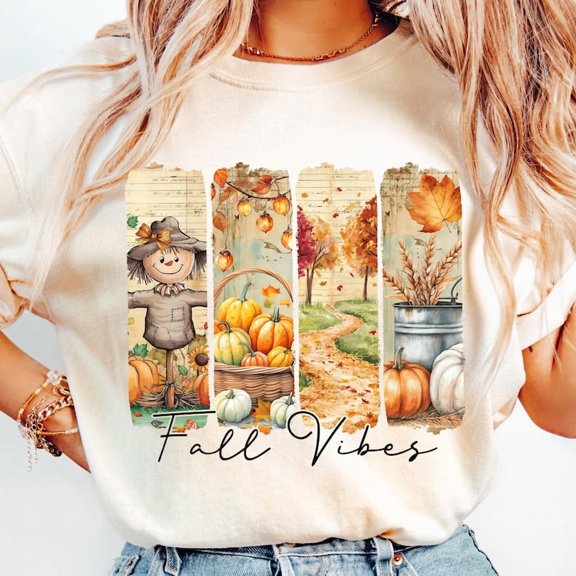 Fall Vibes Shirt, Fall Pumpkin Shirt , Fall Brushstroke , Girly Autumn Vibes Shirt, Fall Scarecrow Shirt, Cozy Autumn Harvest Shirt