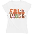 thumbnail image 1 of Fall Vibes with Flowers Sparkles Groovy Retro Fall Autumn T-Shirt, 1 of 2