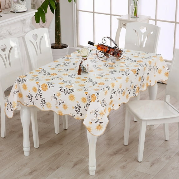 Fall Vinyl Tablecloth with Flannel Backing Waterproof Oil-Proof, Resistant Wipeable Composite Tablecloth Rectangle or Square Table Cover for Indoor and Outdoor (Flowers, 54X72 Inch)
