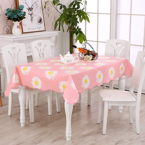 Fall Vinyl Tablecloth with Flannel Backing Waterproof Oil-Proof, Resistant Wipeable Composite Tablecloth Rectangle or Square Table Cover for Indoor and Outdoor (Flowers, 54X72 Inch)